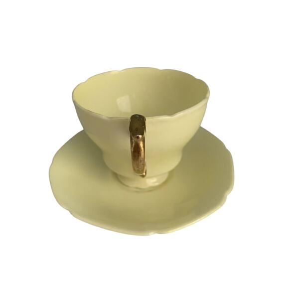 Paragon Yellow Teacup & Saucer Double Warrant Demitasse Gold HM Queen Vintage - Picture 4 of 12